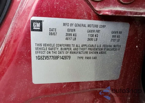 2008 Saturn Aura Xr from USA, damaged, VIN 1G8ZV57768F142879